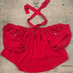 Misa Los Angeles Red Off the Shoulder Blouse